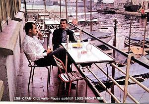 158- Oran- Club-house Voile- Pause aperitif- 1955- Montaner